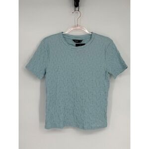 Simply Vera Verawang Short Sleeve Blue Top Womens Sz M